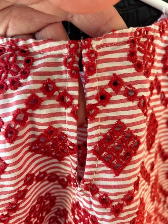 Zara Striped Eyelet Boxy Style Top - Picture 8 of 15